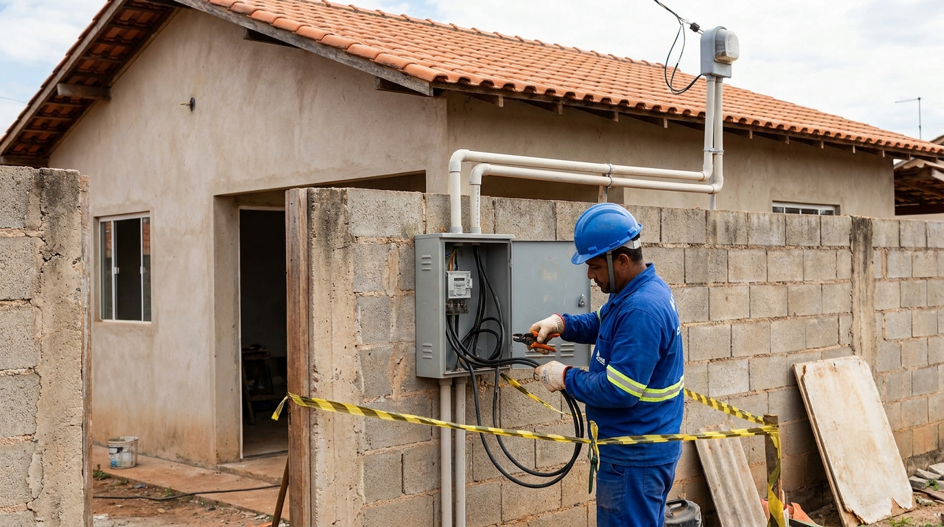 Eletricista instalando padrao de energia em Sete Lagoas‑MG
